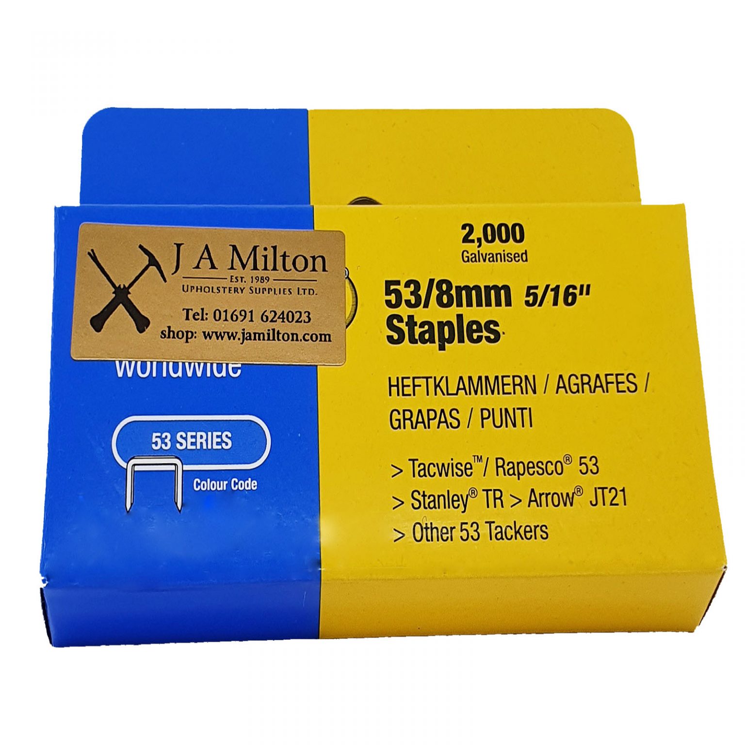 53 Series Staples 10mm deep J A Milton